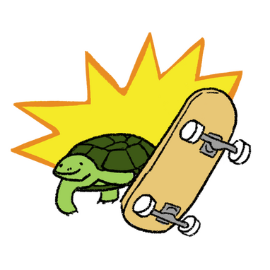 illustration of a turtle on a skateboard